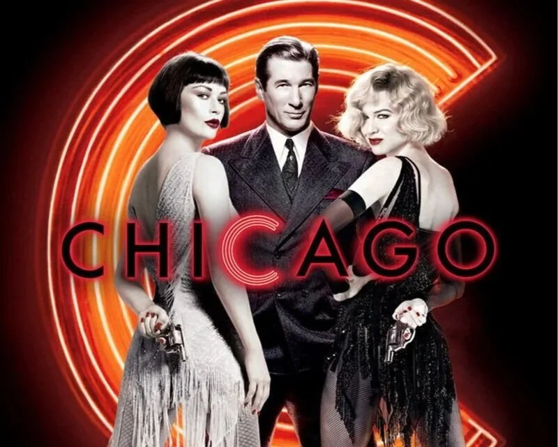Photo of the main stars of Chicago, the movie: Catherine Zeta Jones, Richard Gere, and Renee Zellweger