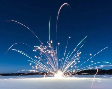 Fireworks light up a winter night in Ticonderoga.