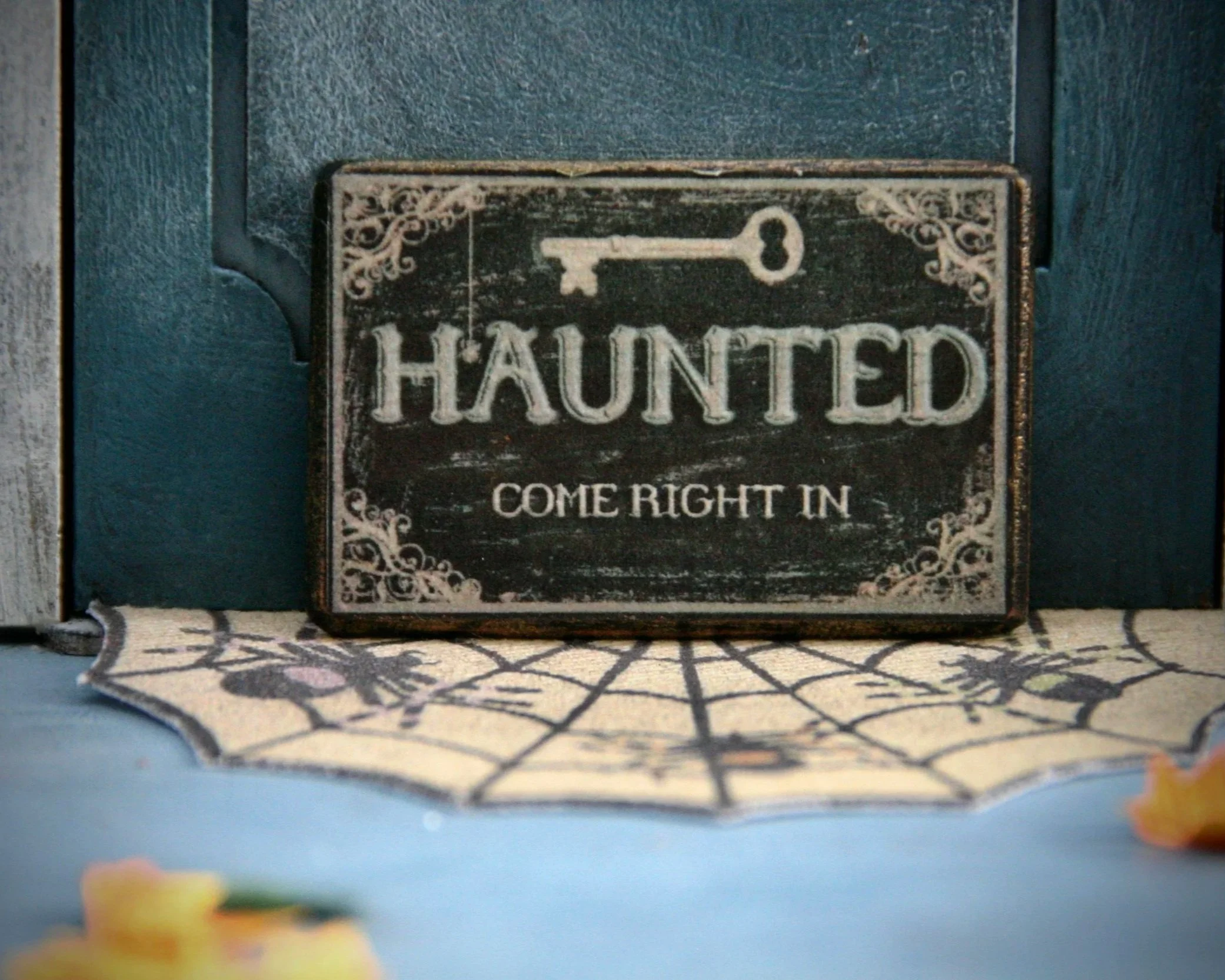 Sign that tells visitors this cabin is haunted at Forest Lake Camp in Chestertown.