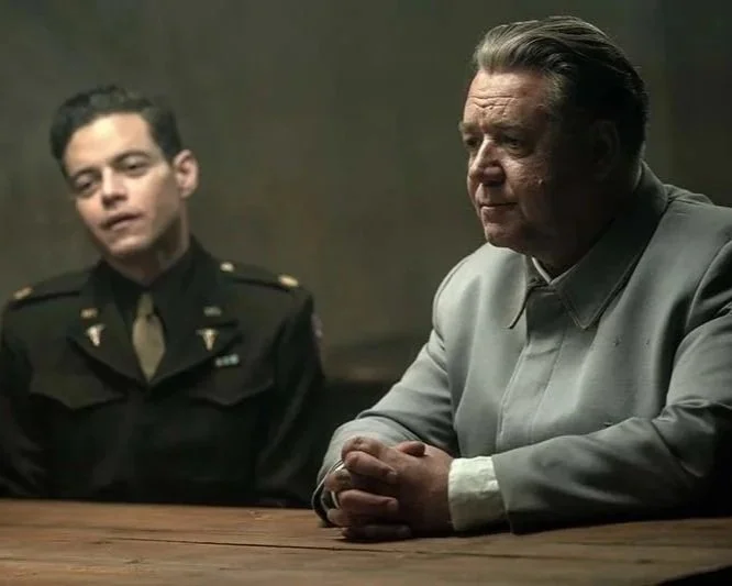 Rami Malek and Russell Crowe in the movie Nuremberg at Indian Lake Theater