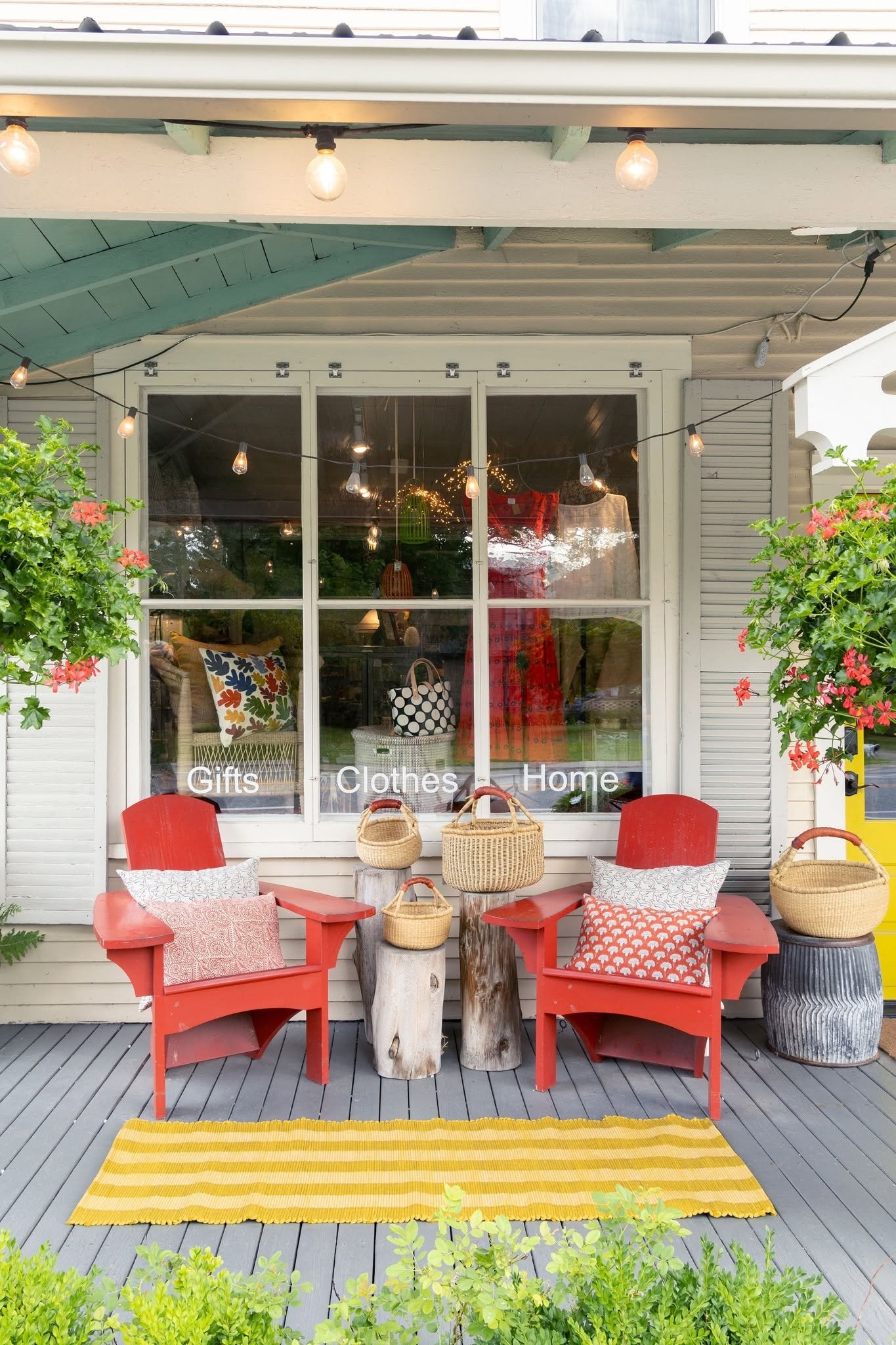 The Birch Store in Keene Valley front porch featuring beautiful home furnishings.