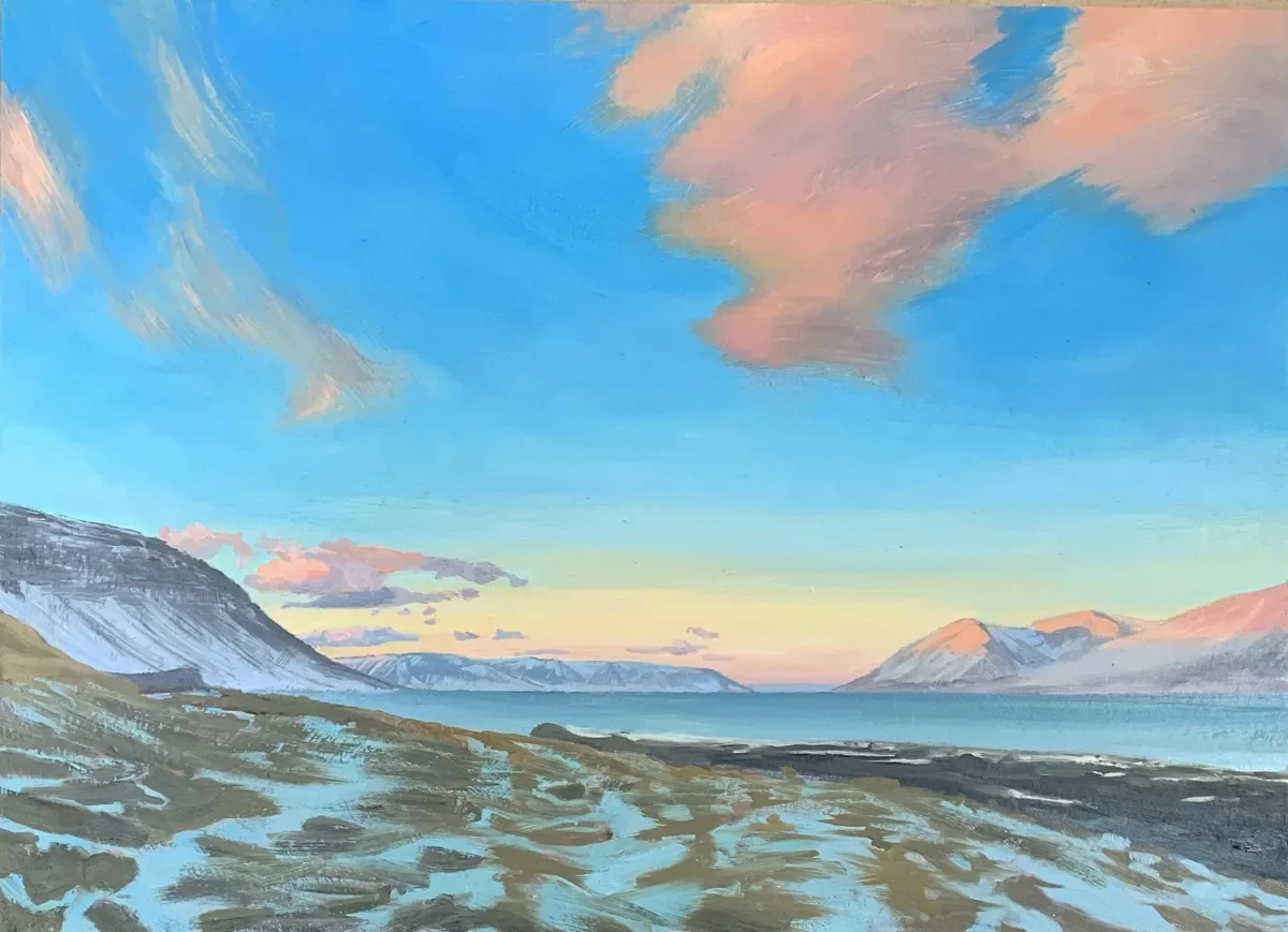 Painting of fjord "Luminescence," oil by Peter Seward.