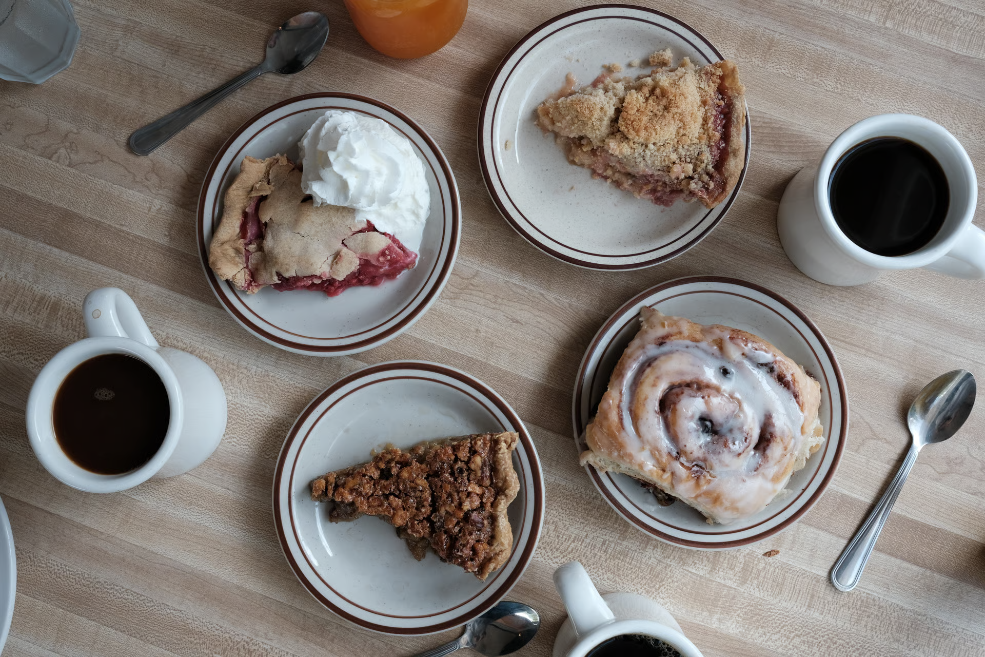 Assortment of pies at Noon Mark Diner.