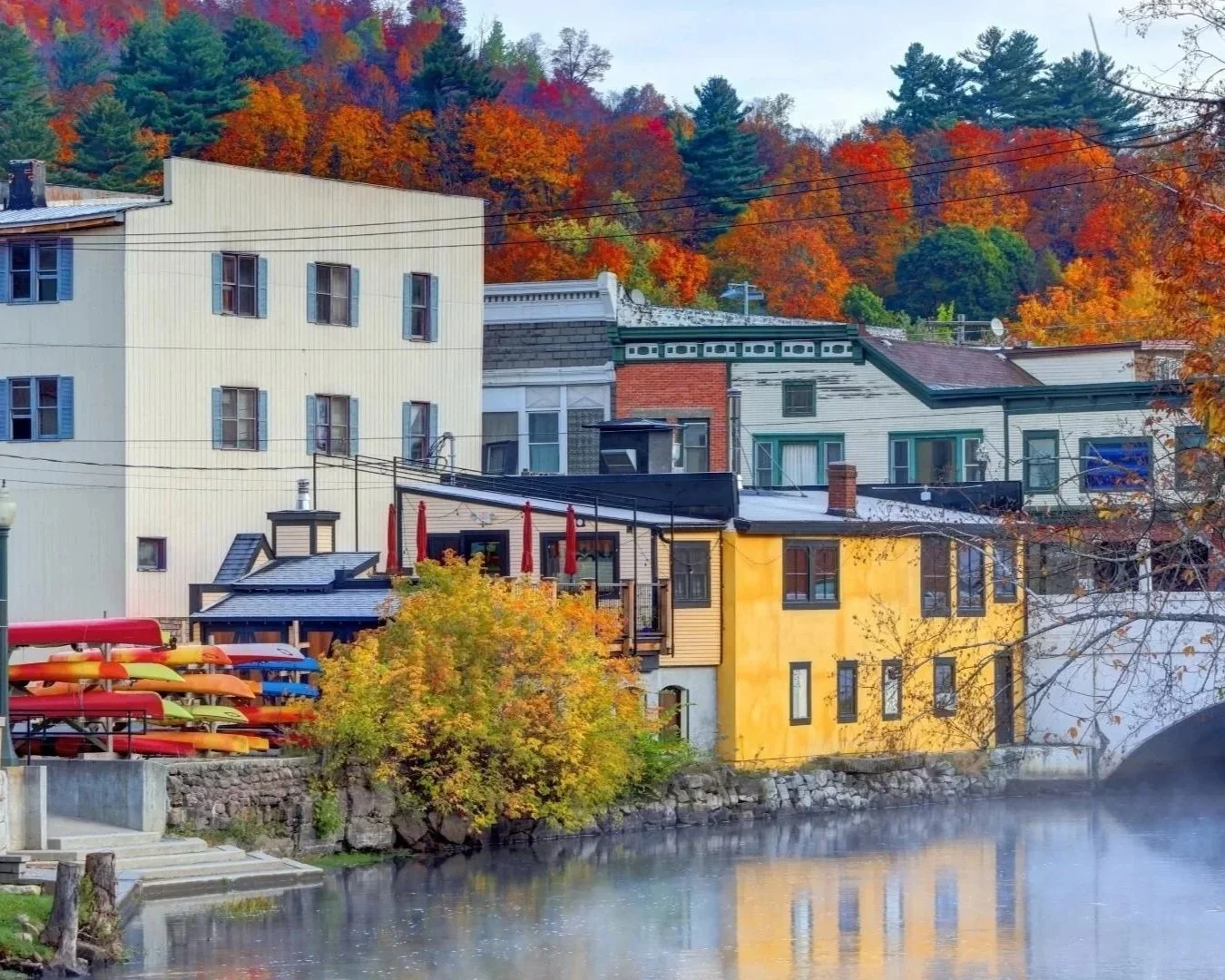 Canal in Saranac Lake in the fall during High Peaks Harvest Festival.