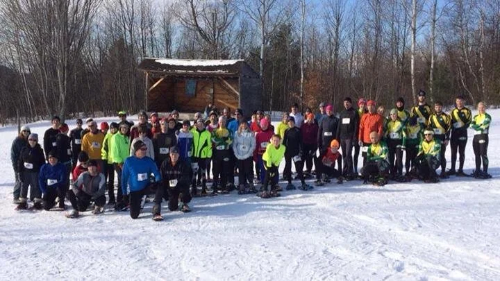 Racer starting line at Saranac Lake's Cock-A-Doodle Shoe.