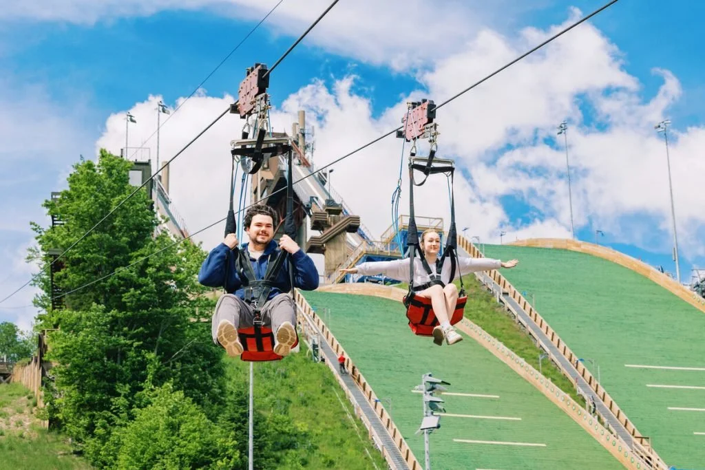 Ziplining in Lake Placid during the summer.