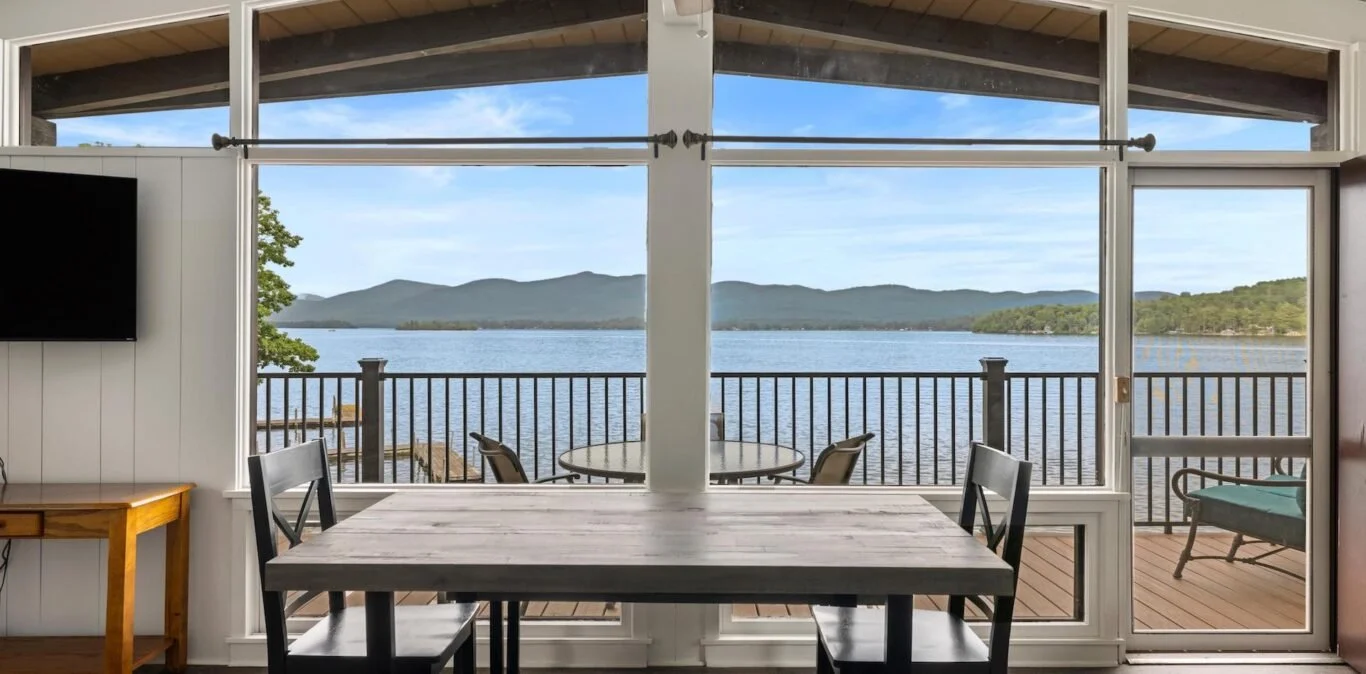 Townhouse at Erlowest offering lakefront lodging and views of Lake George.