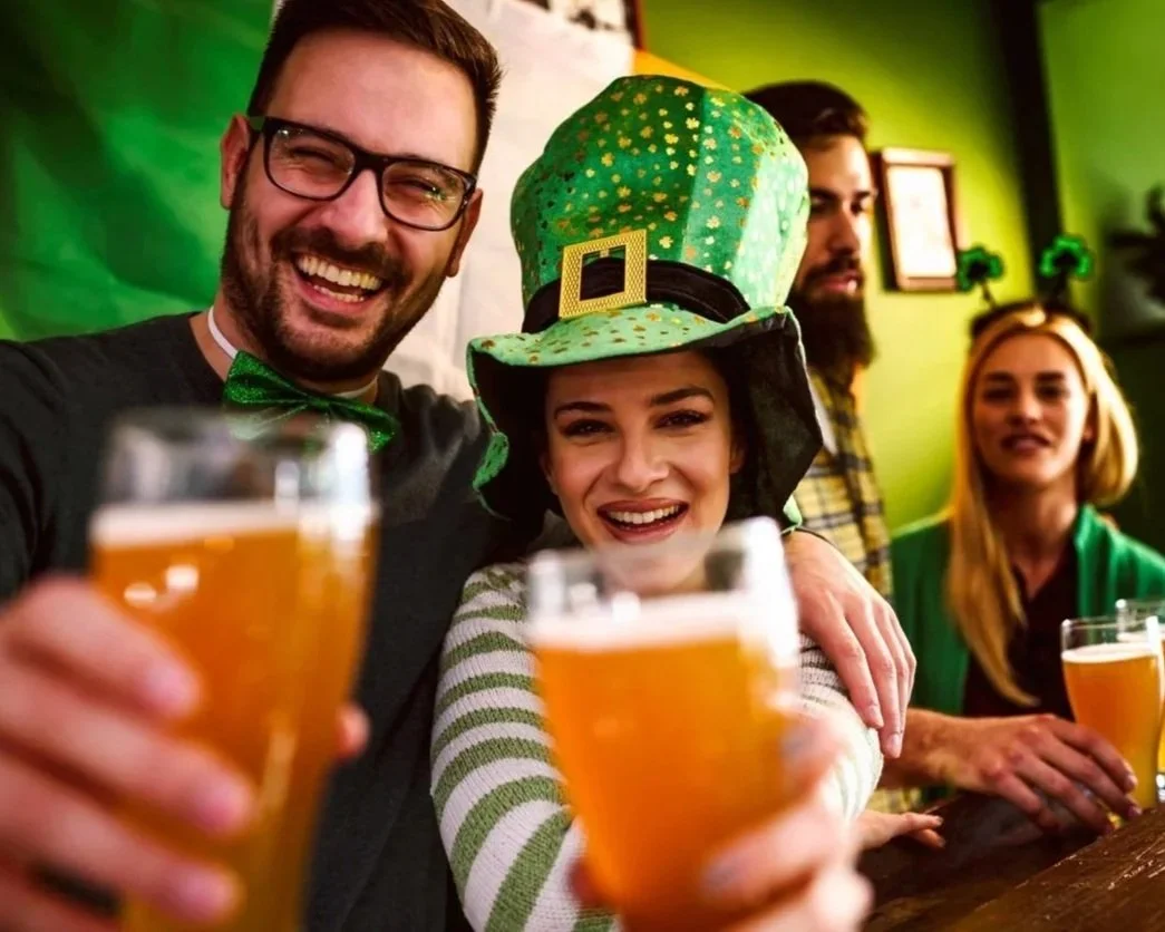 Festive pub crawlers on St. Patrick's Day in Lake George.