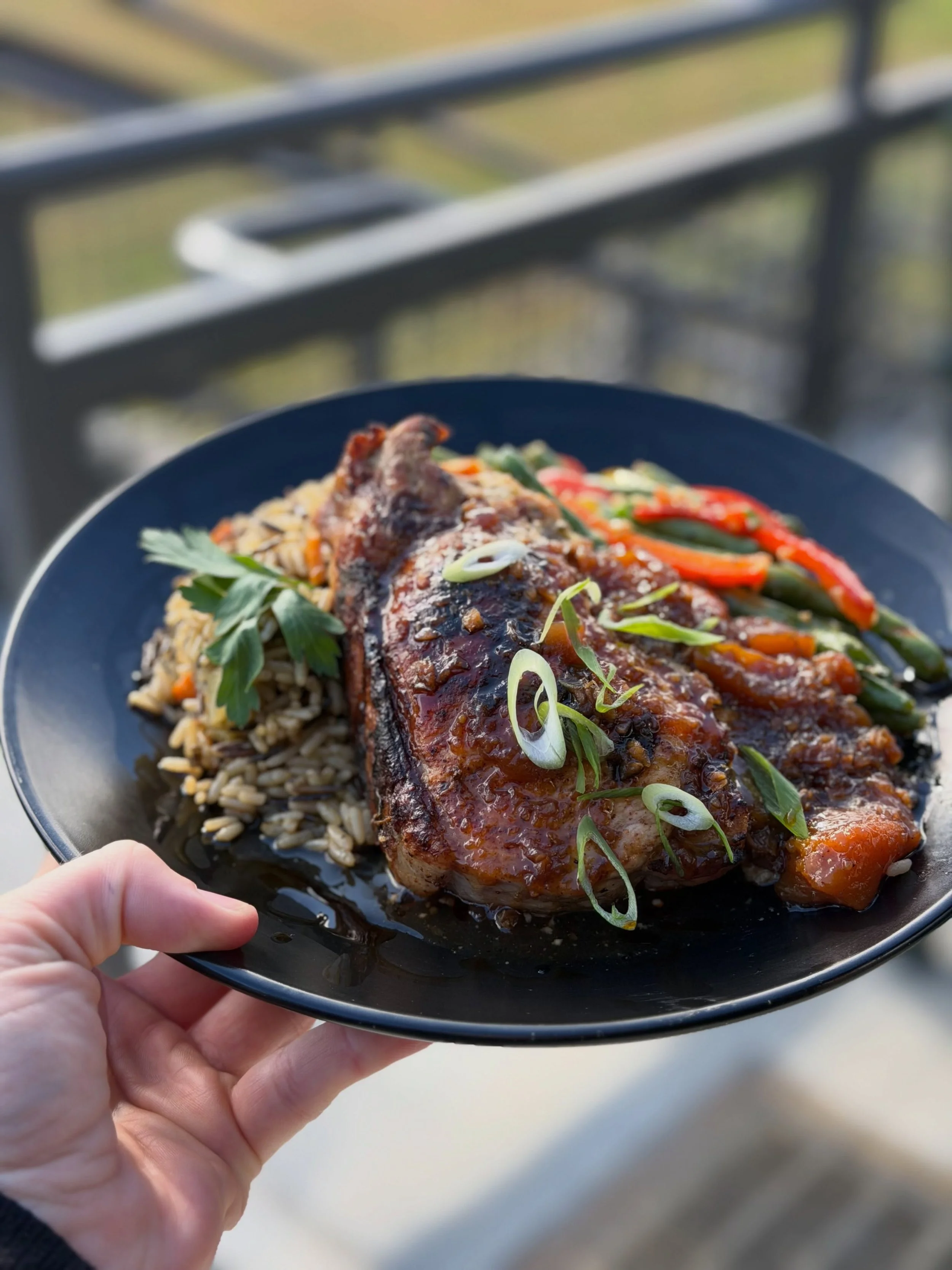 Pork chop stuffed with bacon and cream cheese at Timber and Thyme in North Creek, NY, near Gore Mountain.