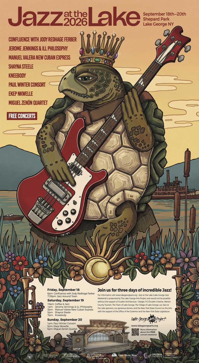 2026 Jazz at the Lake poster for the Lake George Jazz Festival.