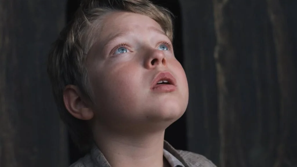 Young actor Jacobi Jupe in the movie, Hamnet.