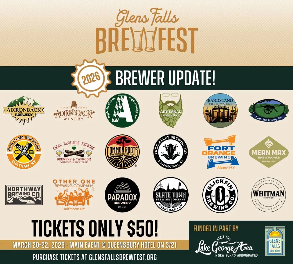 Brewers confirmed for the 2026 Glens Falls Brew Fest.