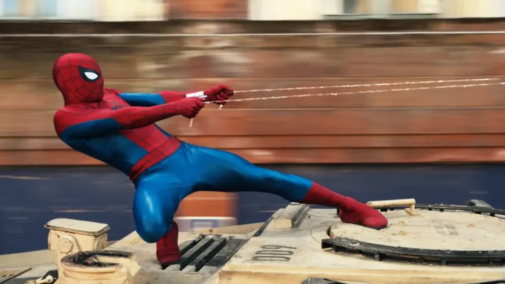 Action scene from the new Spider-Man movie.