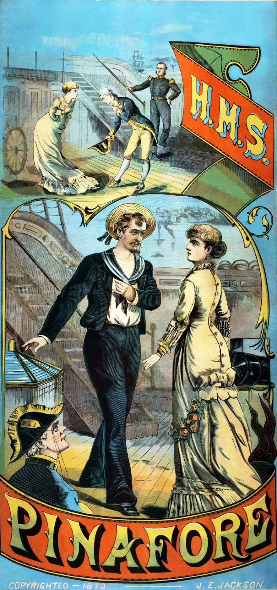 Vintage illustration of the opera HMS Pinafore by Gilbert and Sullivan.