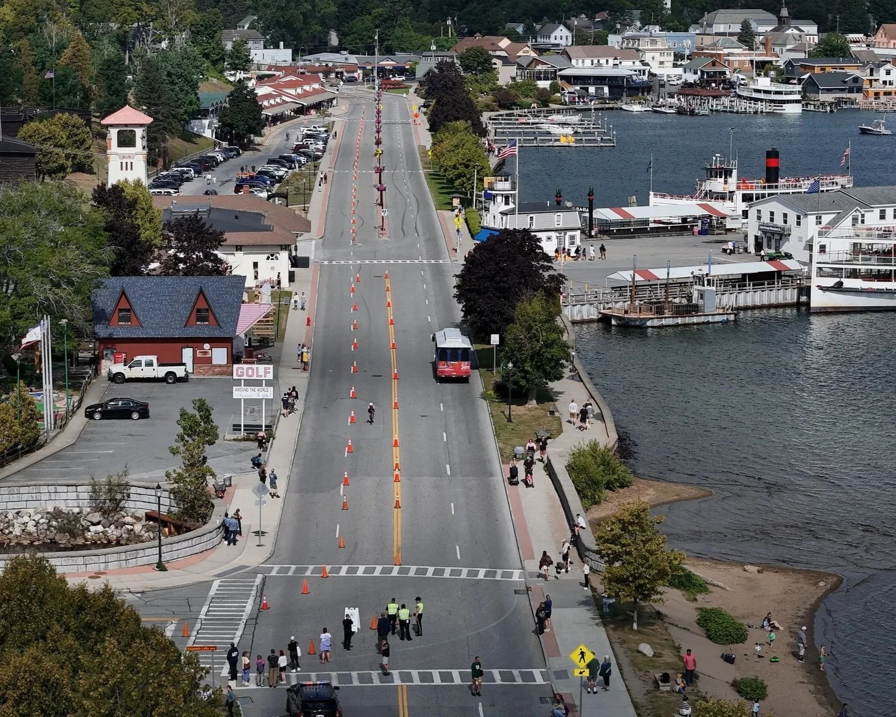 Competitors in the Lake George Triathlon.