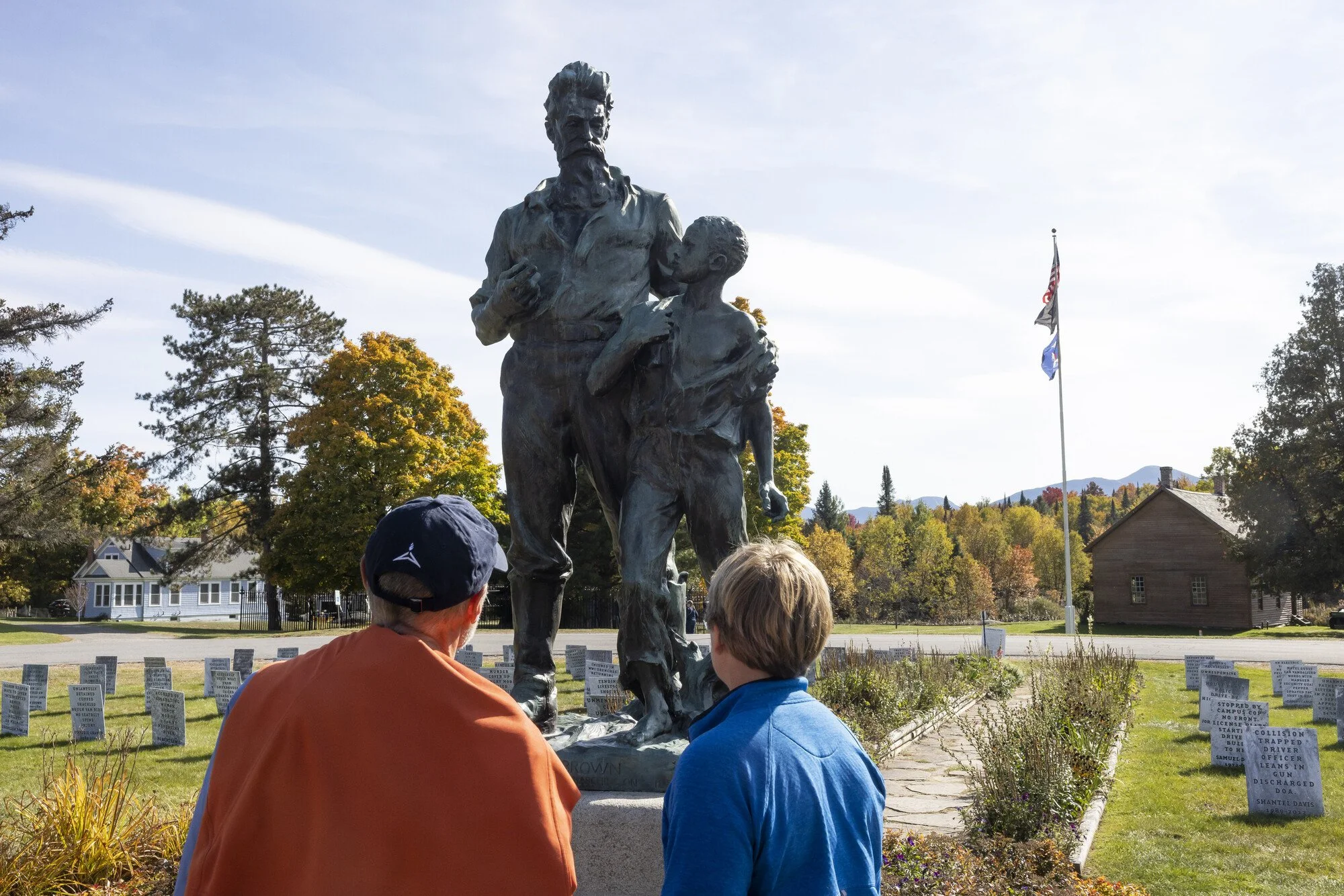 Statue of John Brown leading an enslaved child to freedom at the John Brown Farm outside of Lake Placid.