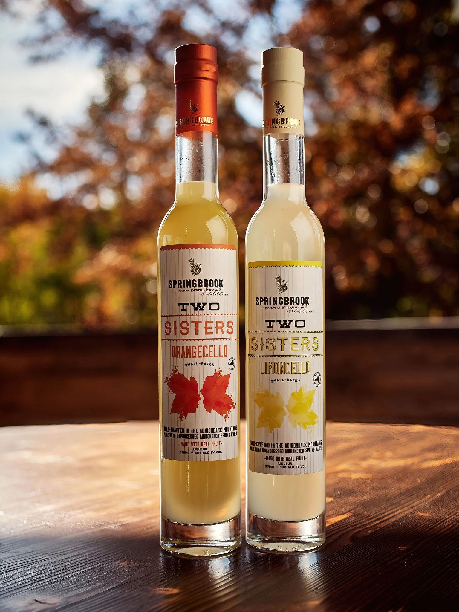 Award winning Two Sisters Limoncello and Orangecello made with Vodka and the zest of the fruit.
