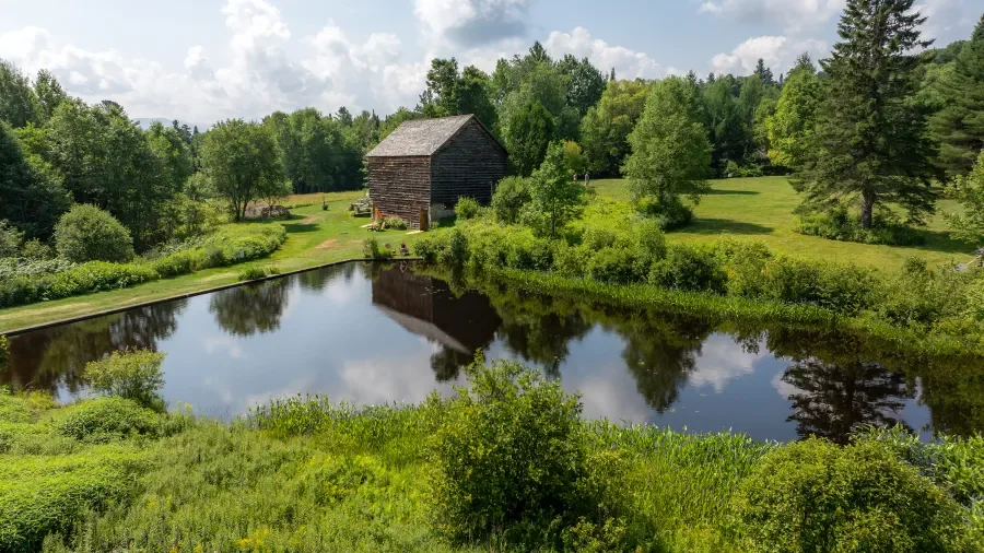 Barn and pond on the John Brown Farm in North Elba, NY, just outside the village of Lake Placid.