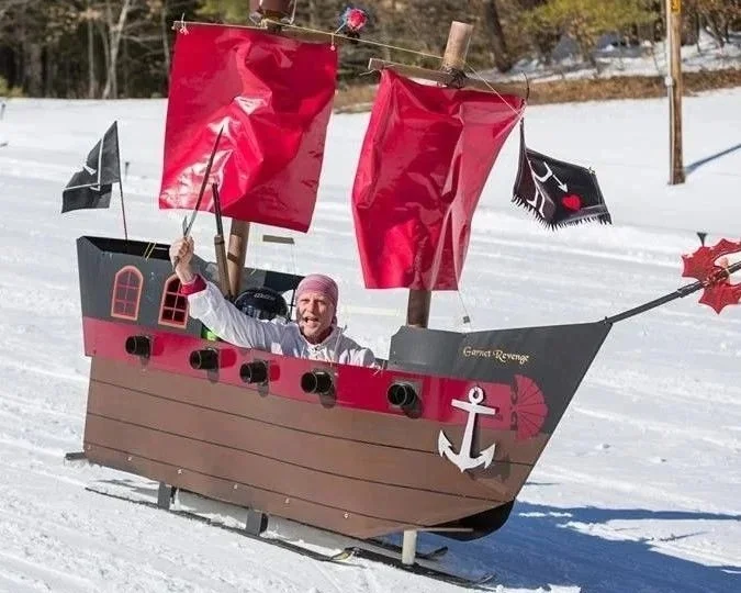Cardboard sled competing in Chestertown's Krazy Downhill Derby.