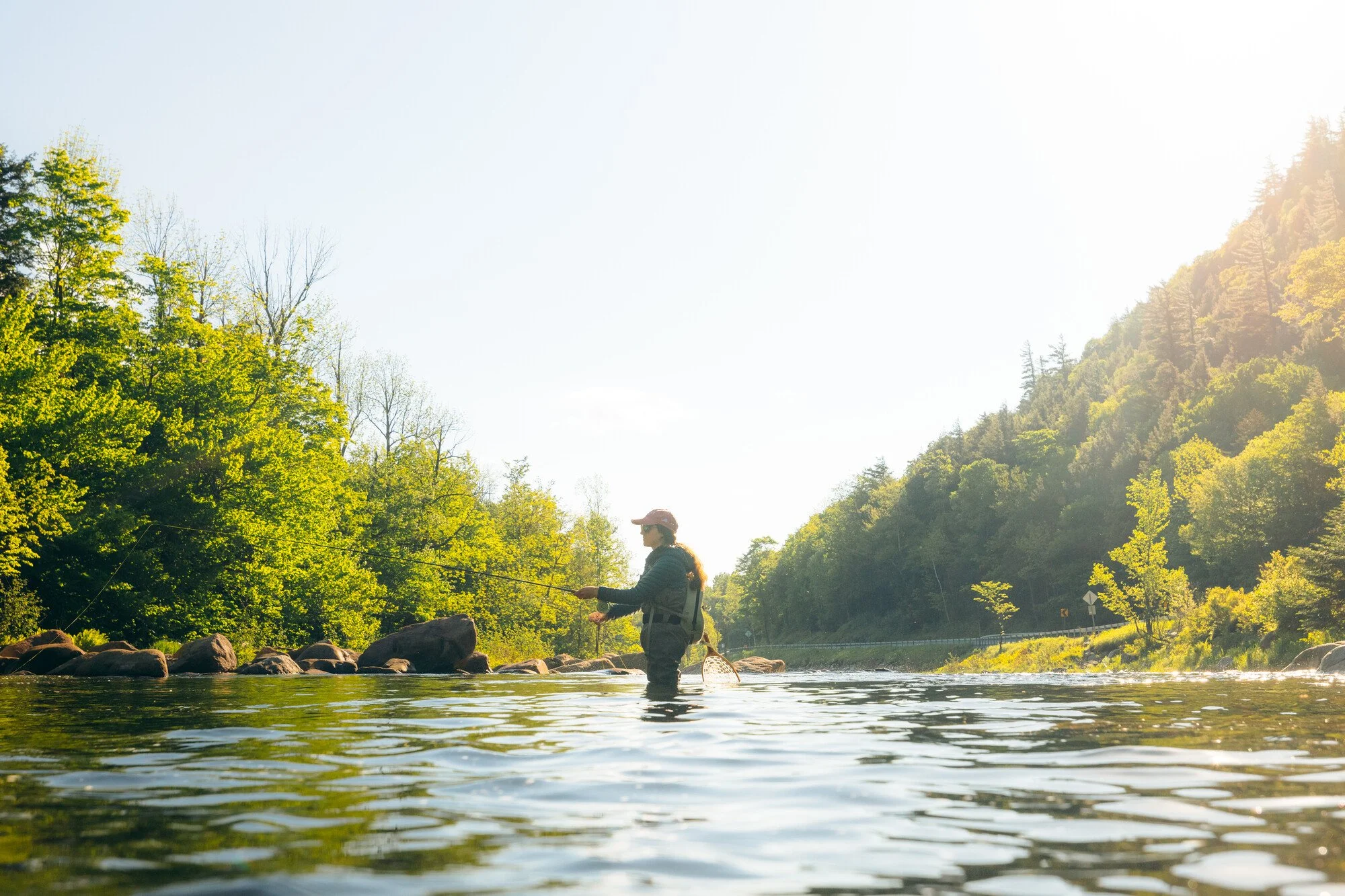 Fly fishing on the Ausable River in the Adirondacks.