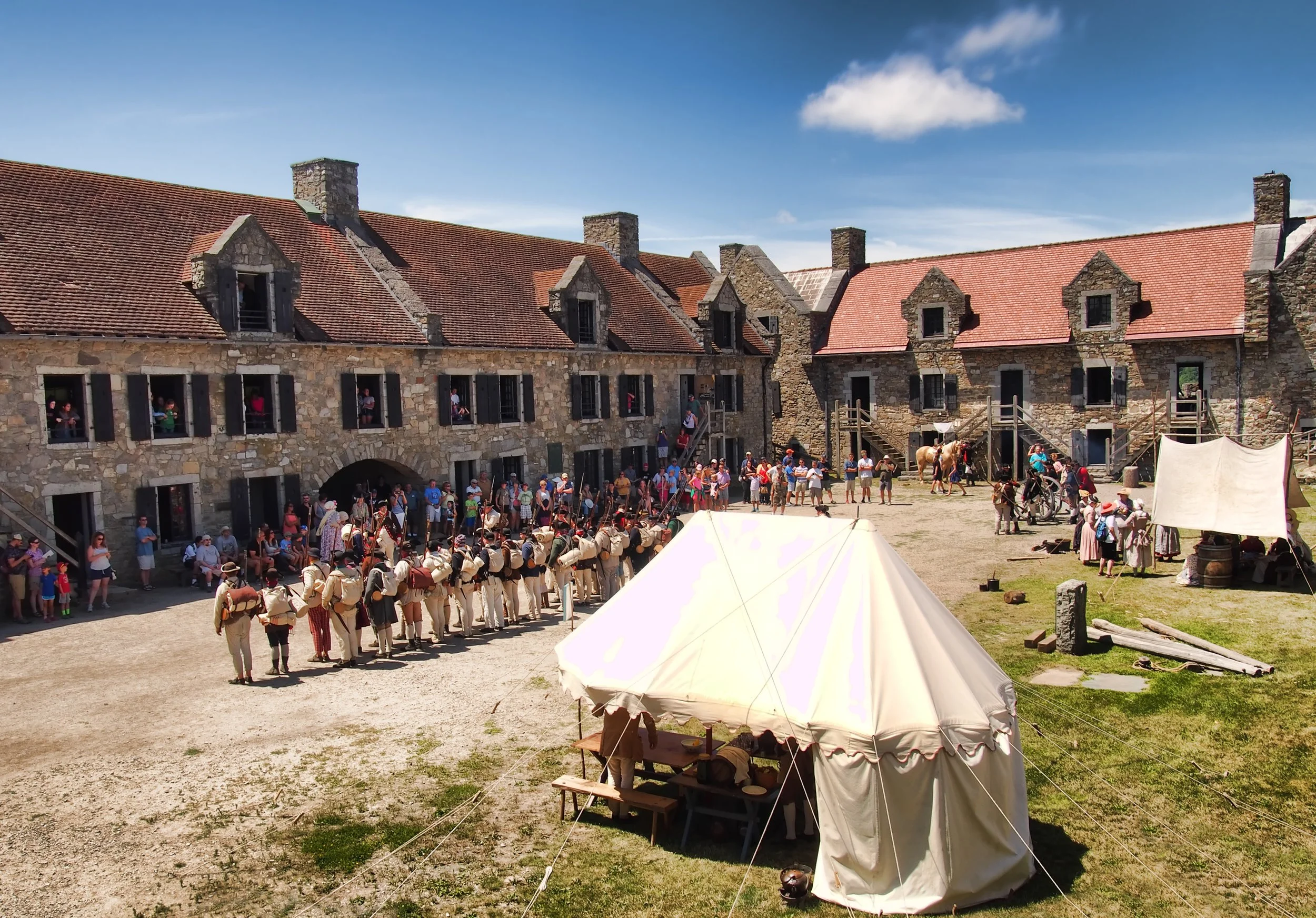 Participants re-enacting events during the French and Indian War at Fort Ticonderoga in the Adirondacks.