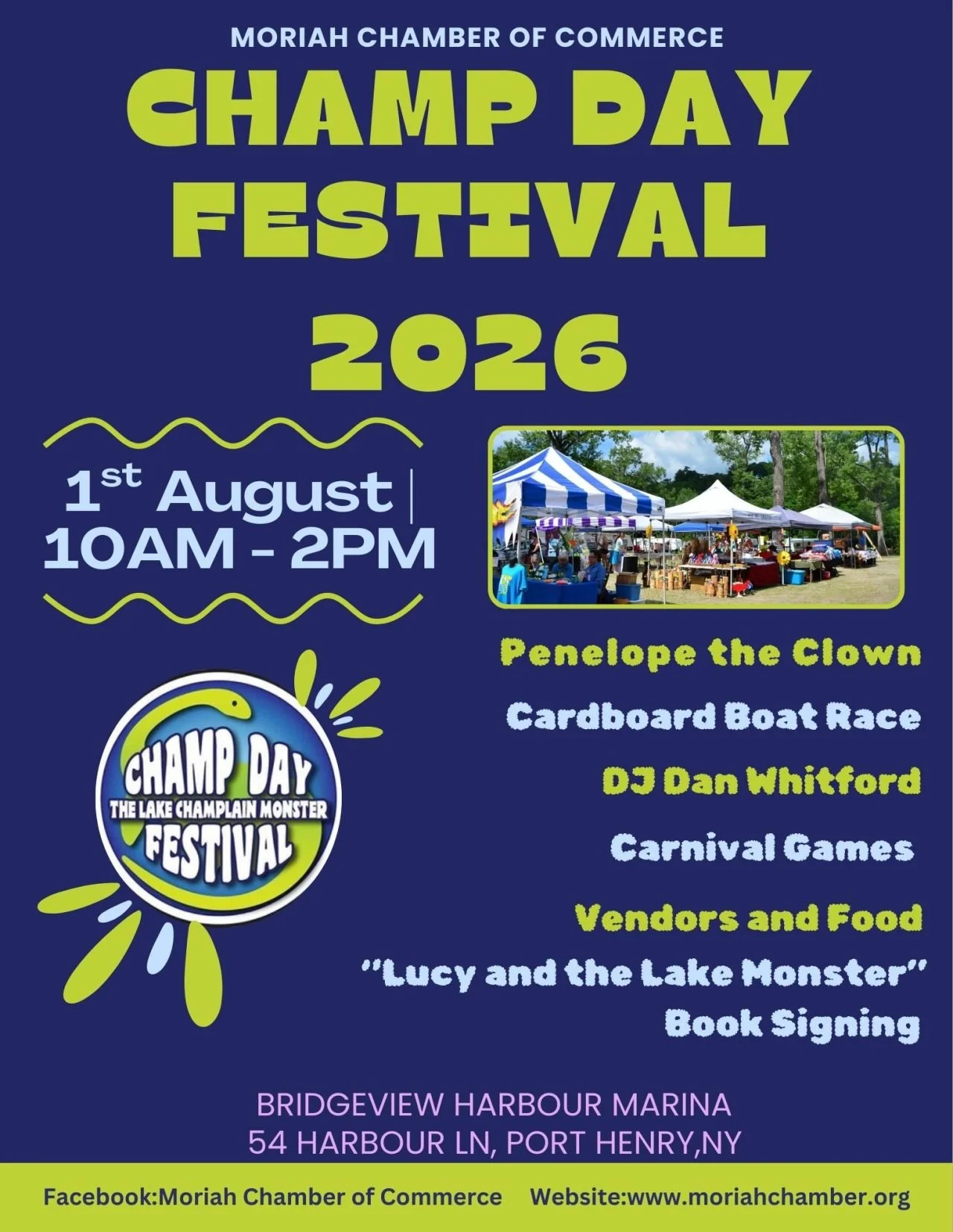Flier showing details of the 2026 Champ Day on Lake Champlain.
