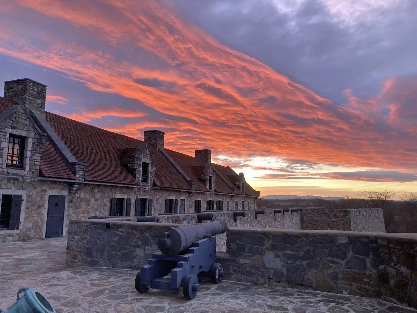 Sunrise over fort ticonderoga on Lake Champlain