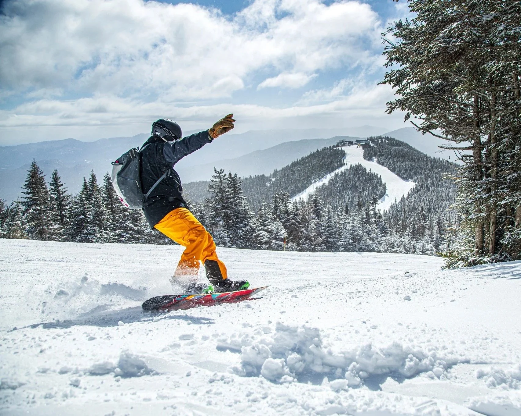 Snowboarder at Whiteface in April.