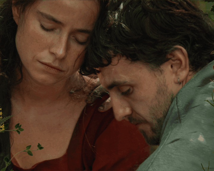 Actors portraying William Shakespeare and his wife in the oscar-nominated movie "Hamnet" playing at Indian Lake Theater.