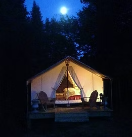 glamping tent near North Creek and Gore Mountain in the Adirondacks.