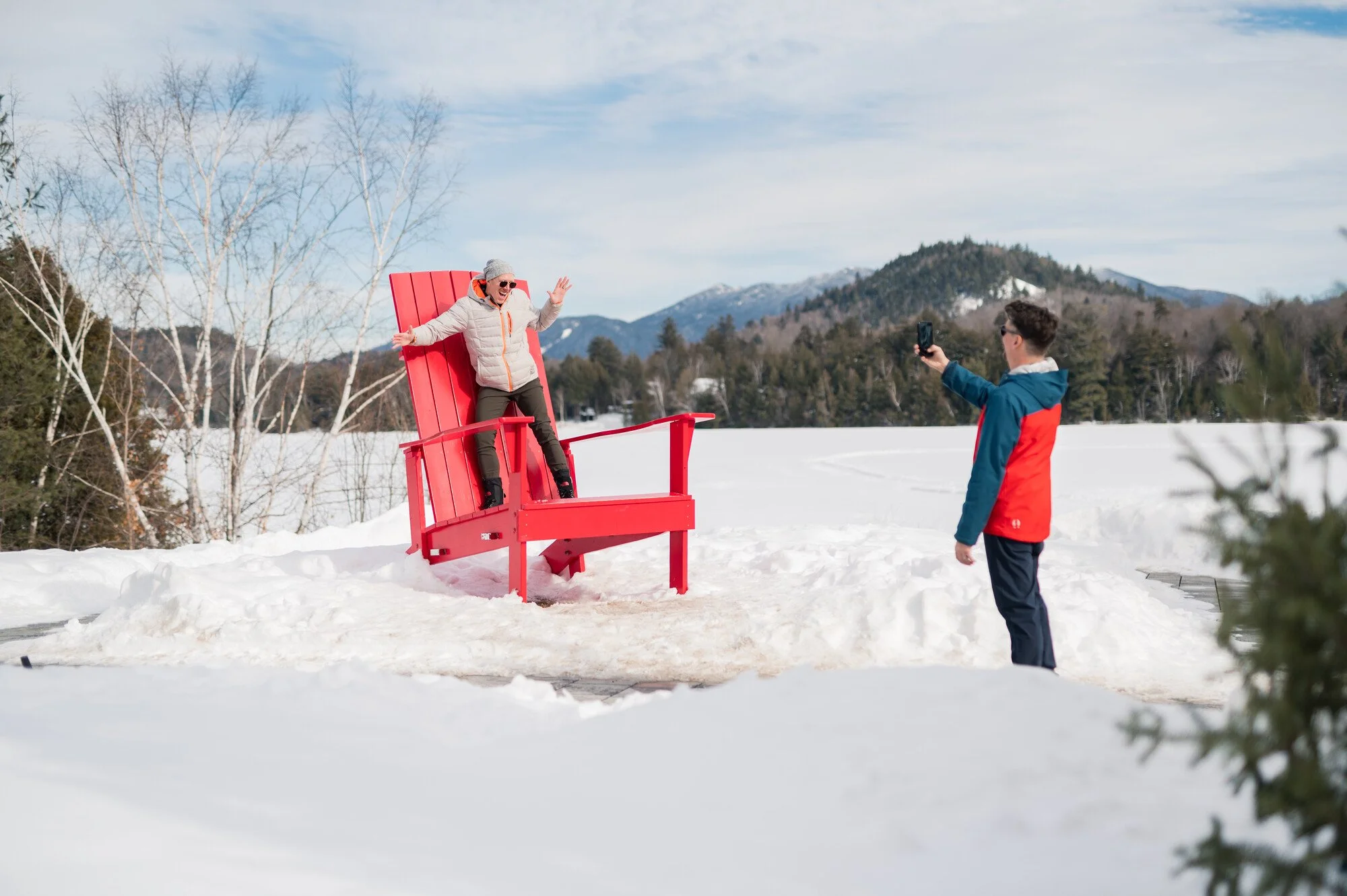 Visitors exploring lake placid during the Luge World Cup
