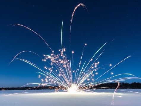 Fireworks at a 2026 winter carnival in the Adirondacks.