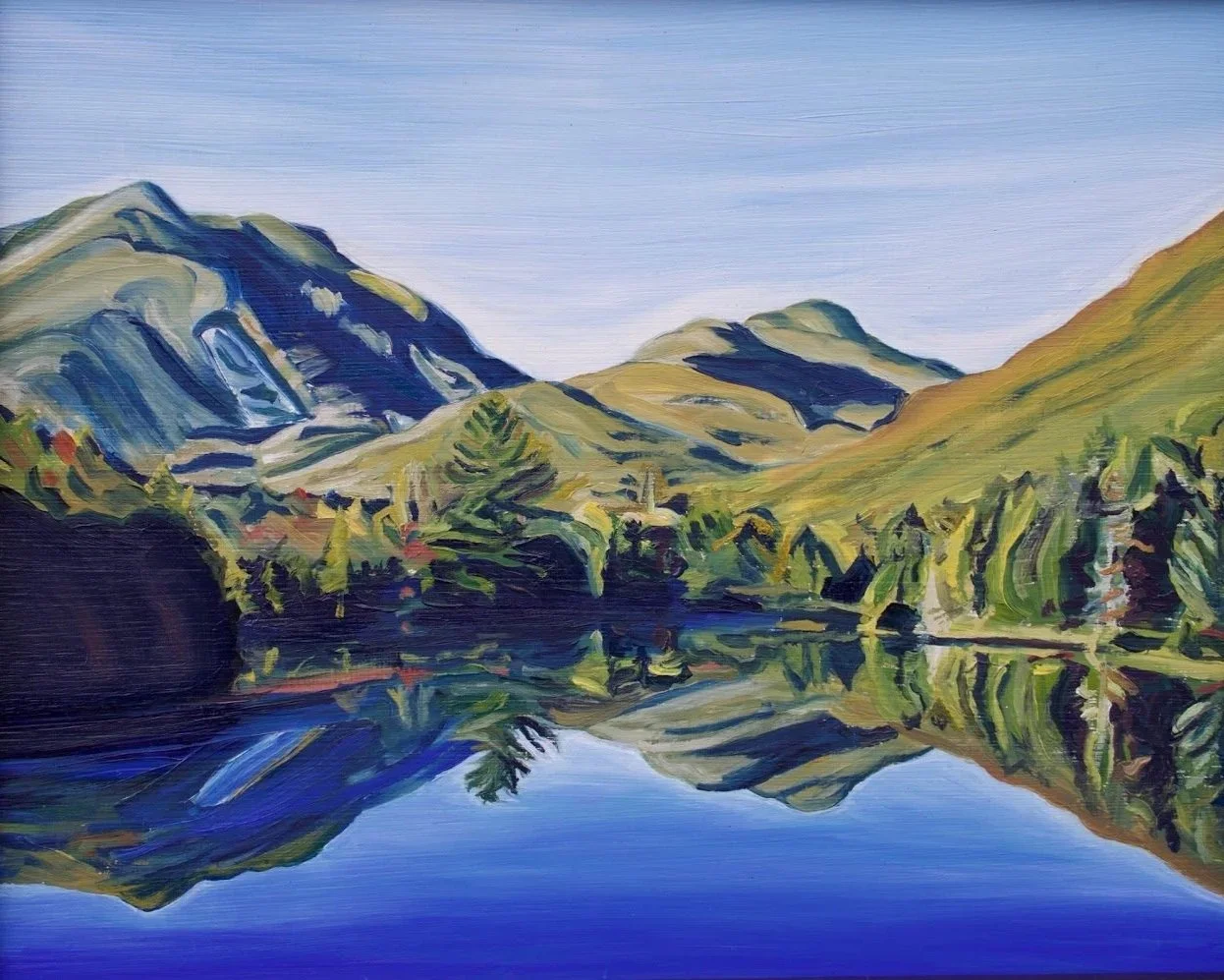 Painting by local Adirondack artist Deb Kahler on display in Whallonsburg at Whticomb's art.