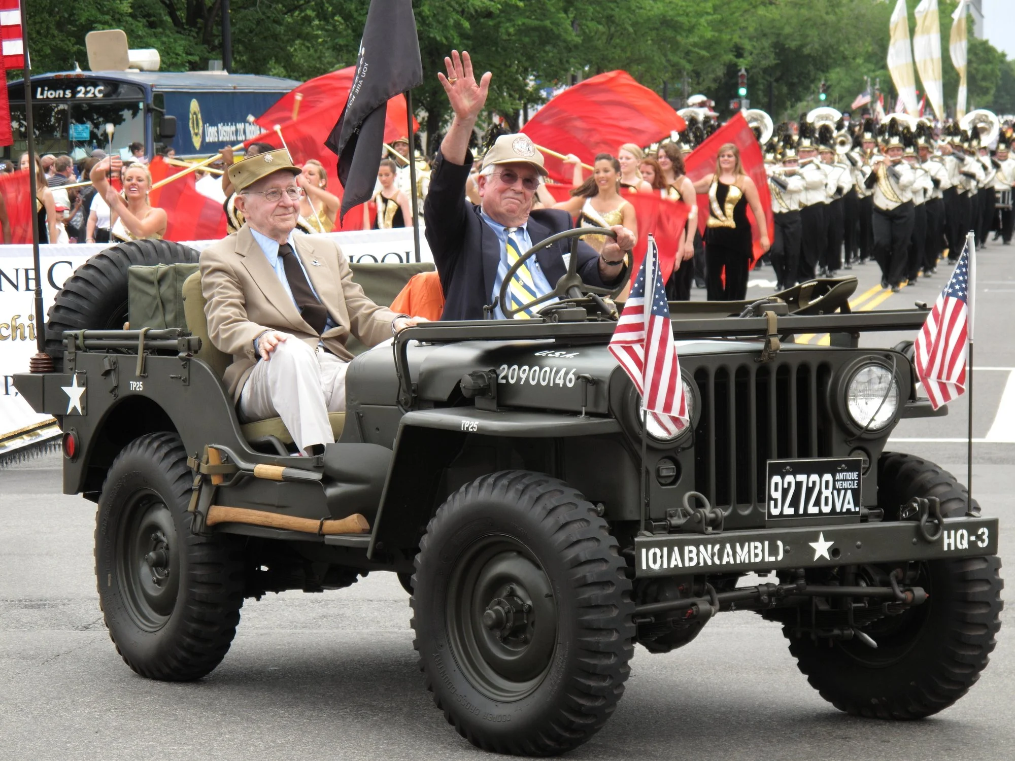 Lake Placid veterans celebrating Memorial Day in a parade in the Adirondacks.