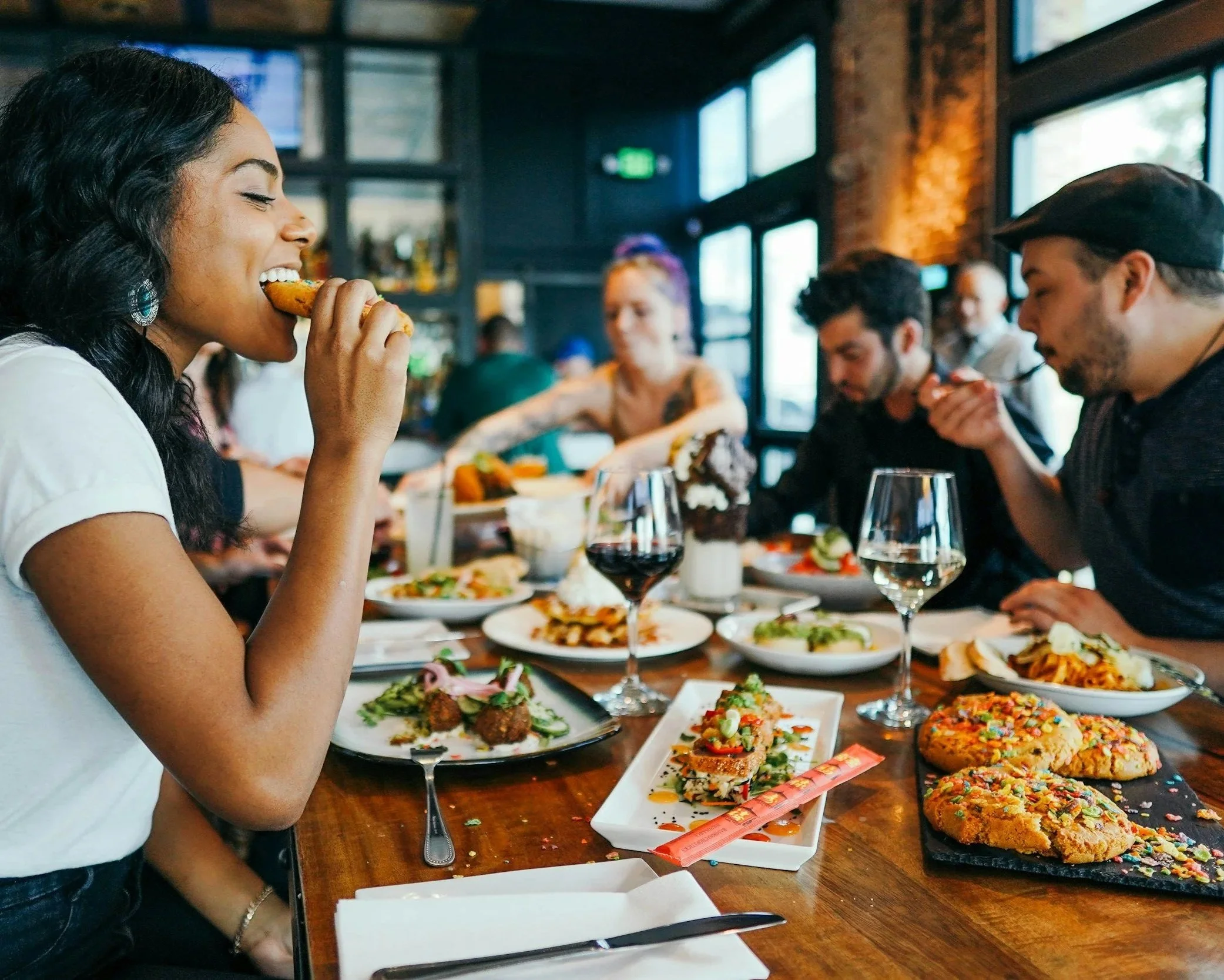 Friends enjoying dinner during Glens Falls Restaurant Week.
