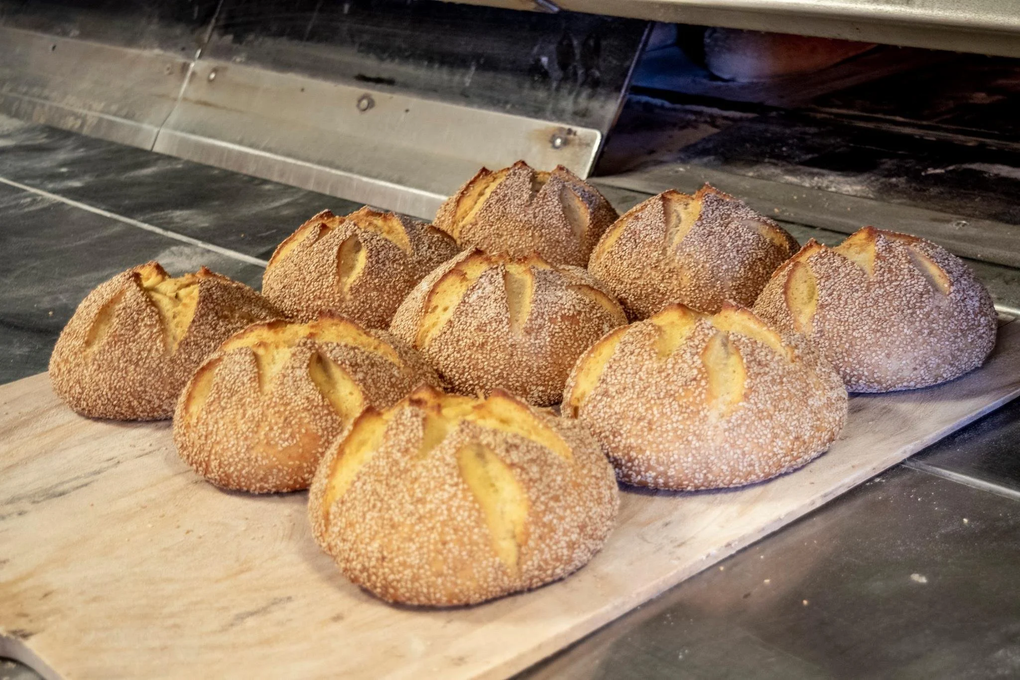 Freshly baked loaves of bread at Rock Hill Bakehouse.