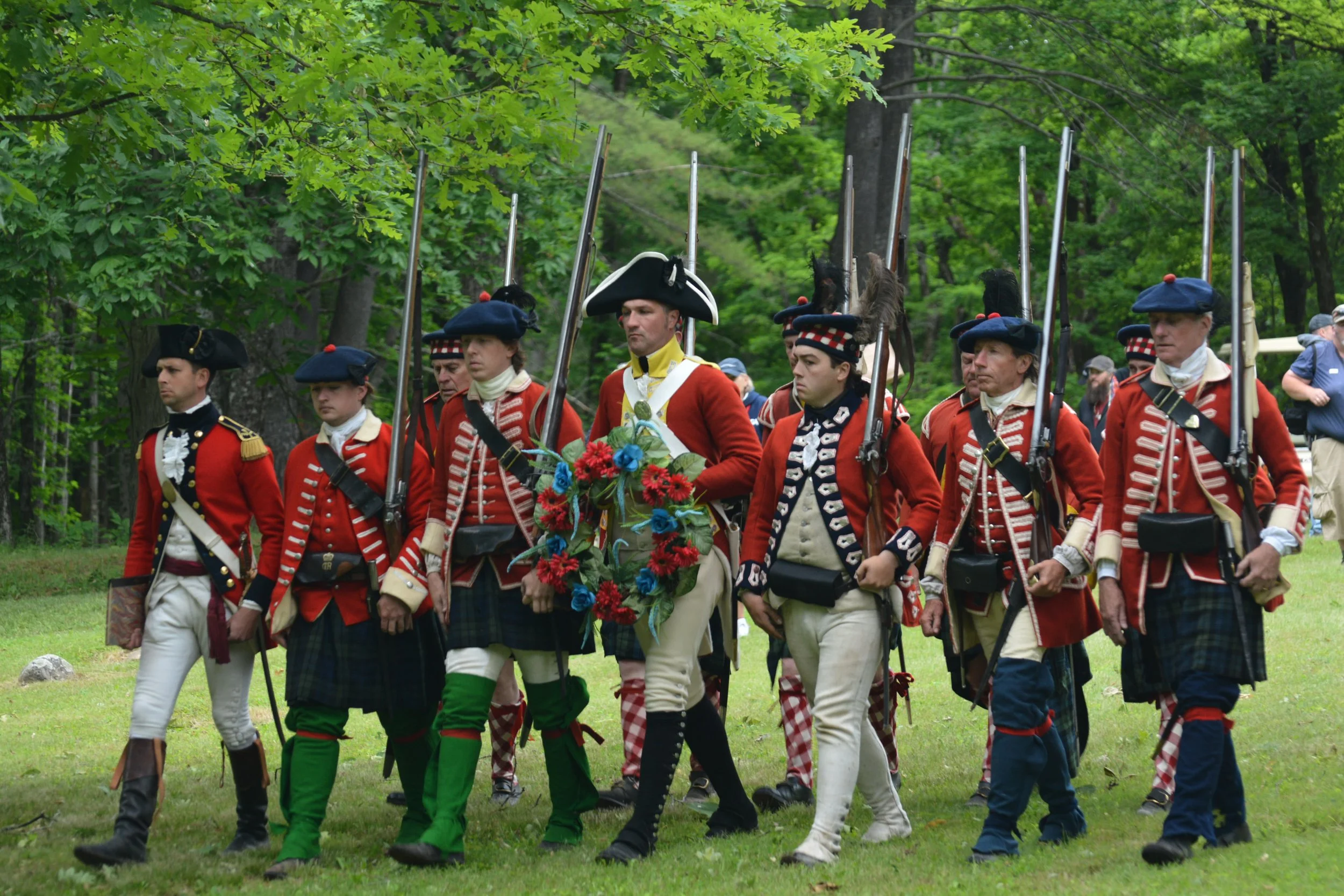 Historical reenactment of procession during Scots Day at Fort Ticonderoga.