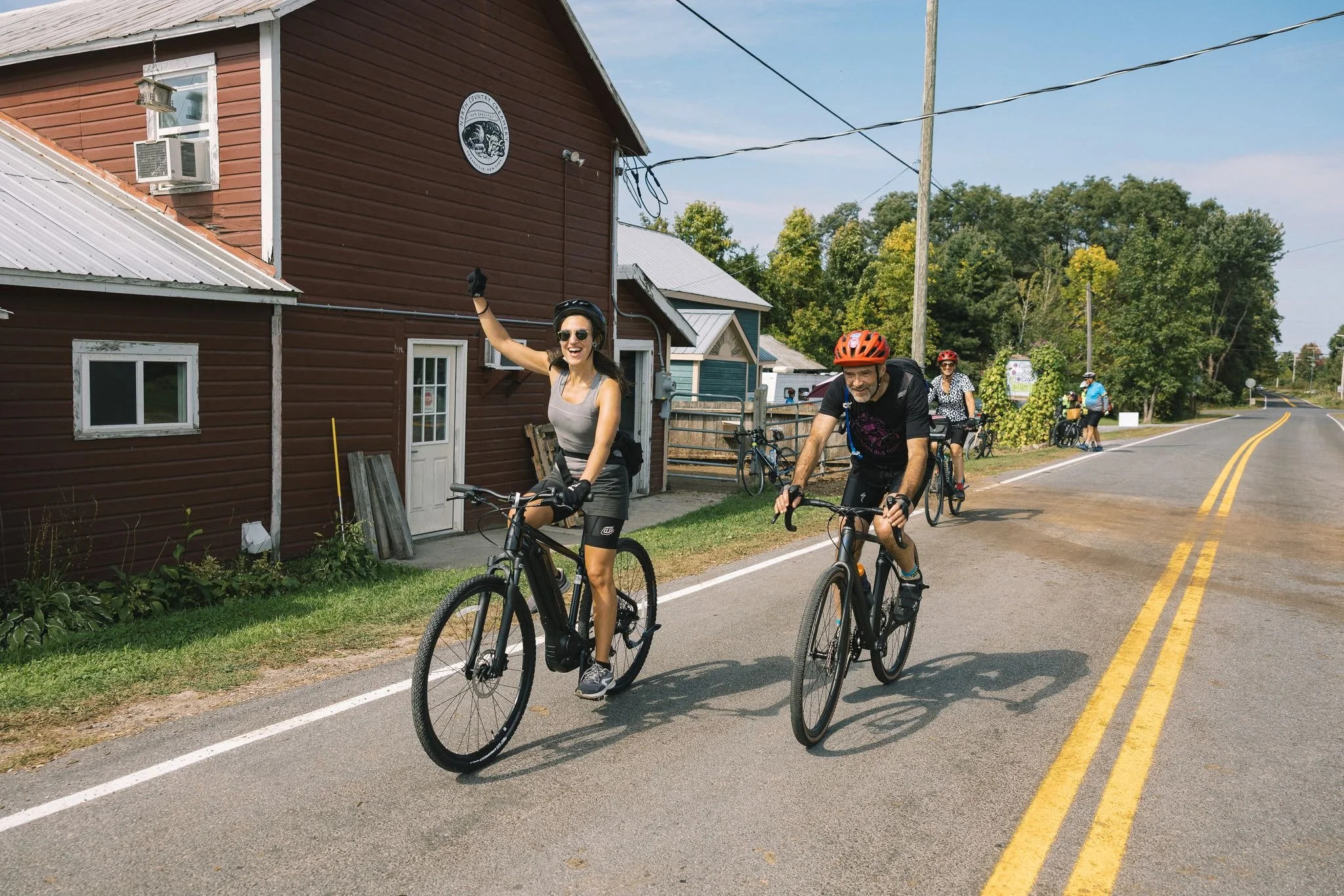 Cyclists participating in Bike the Barns in the Adirondacks.