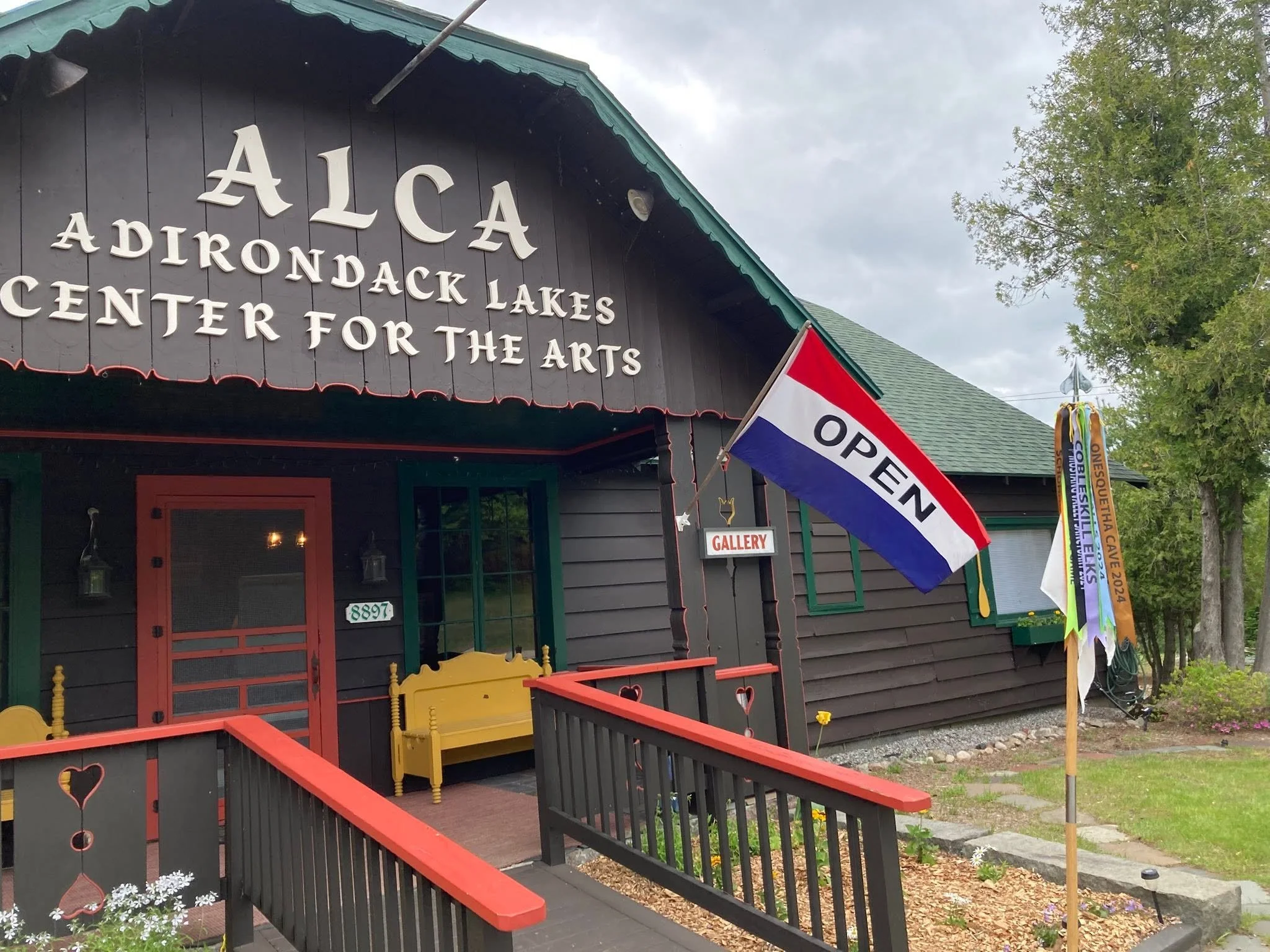 Adirondack Lakes Center for the Arts front door in Blue Mountain Lake.