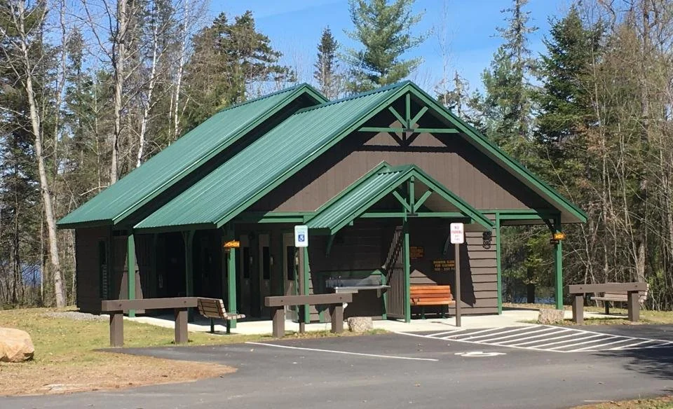 Main lodge at Lake Durant in the Adirondacks near Blue Mountain Lake.