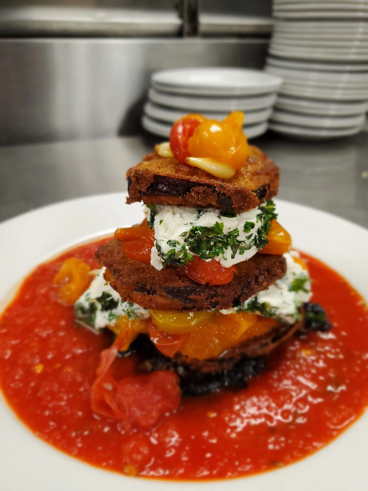 Eggplant vegetarian entree.