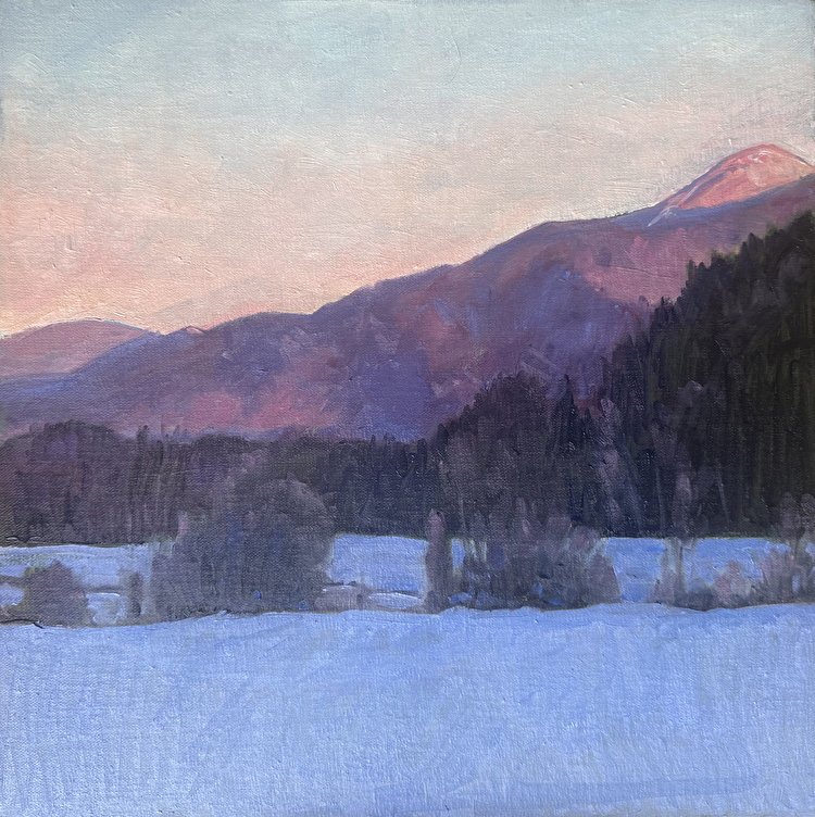 Winter Light painting by Sandra Hildreth at Saranac Lake Adirondack Artists Guild Gallery