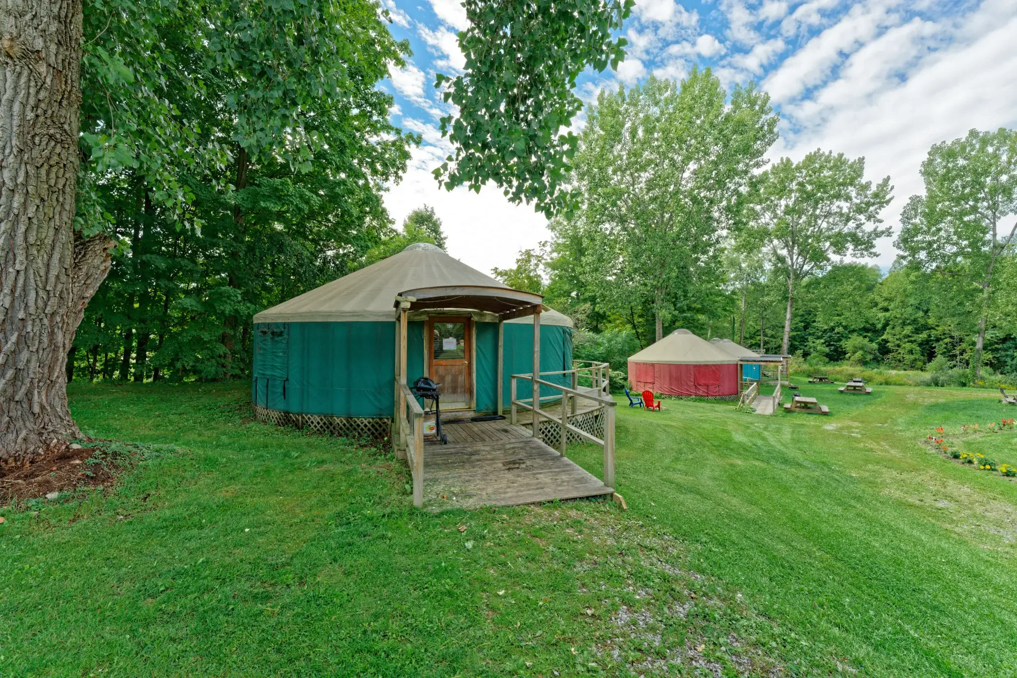 Glamping Yurts at Andelyn Farm in the southern Adirondacks.