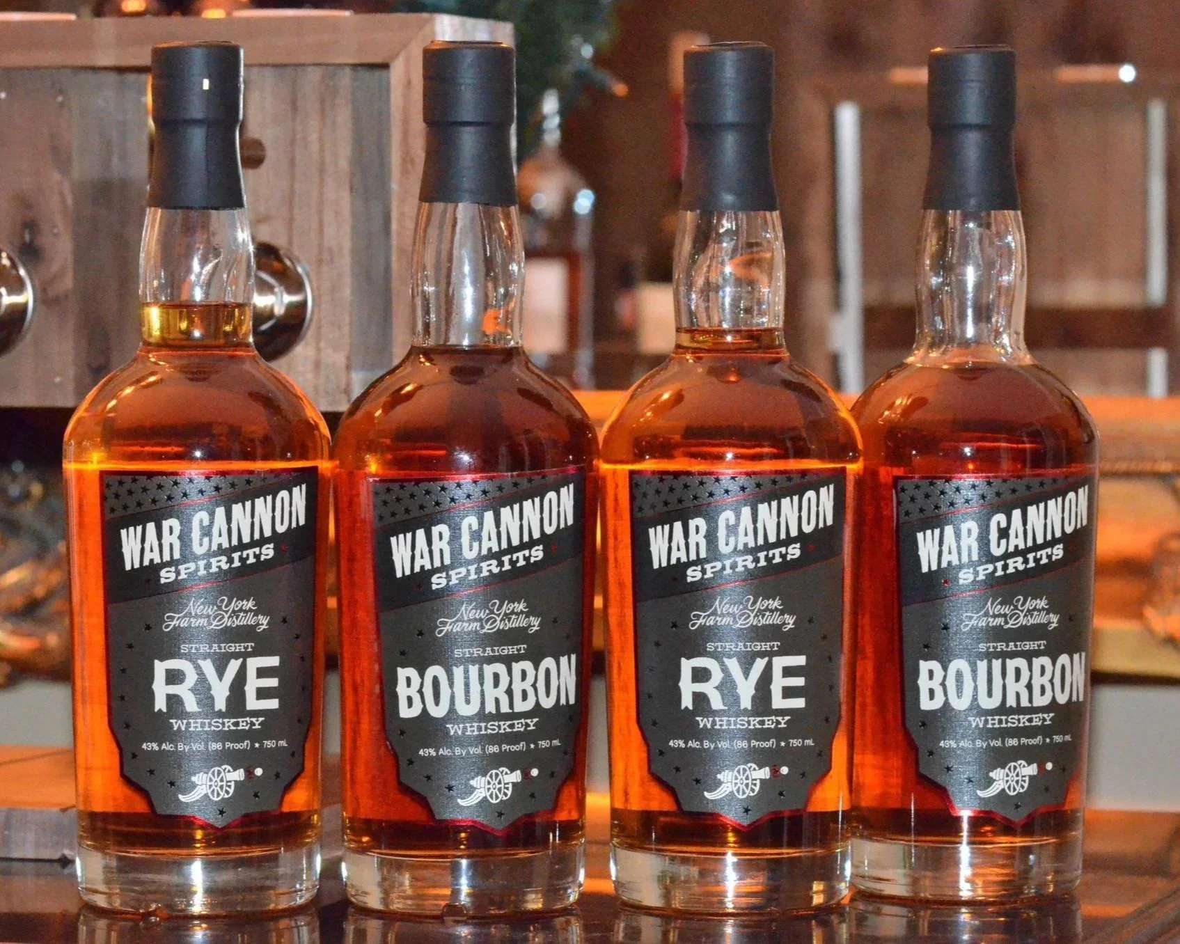 Adirondack distillery, War Cannon Spirits, products, including Rye and Bourbon.