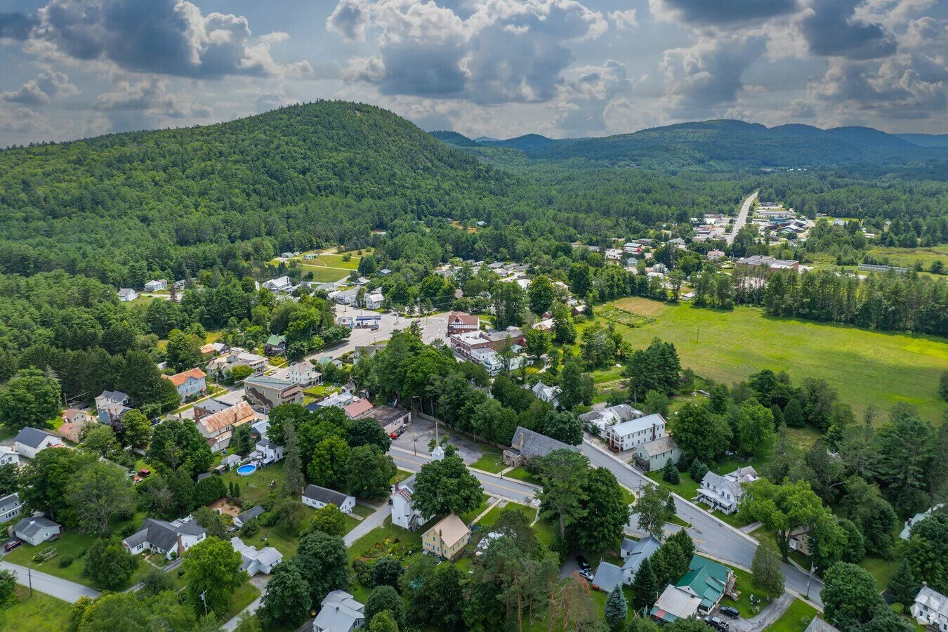 Aerial view of Chestertown on the AMSC Rapid River Fondo.