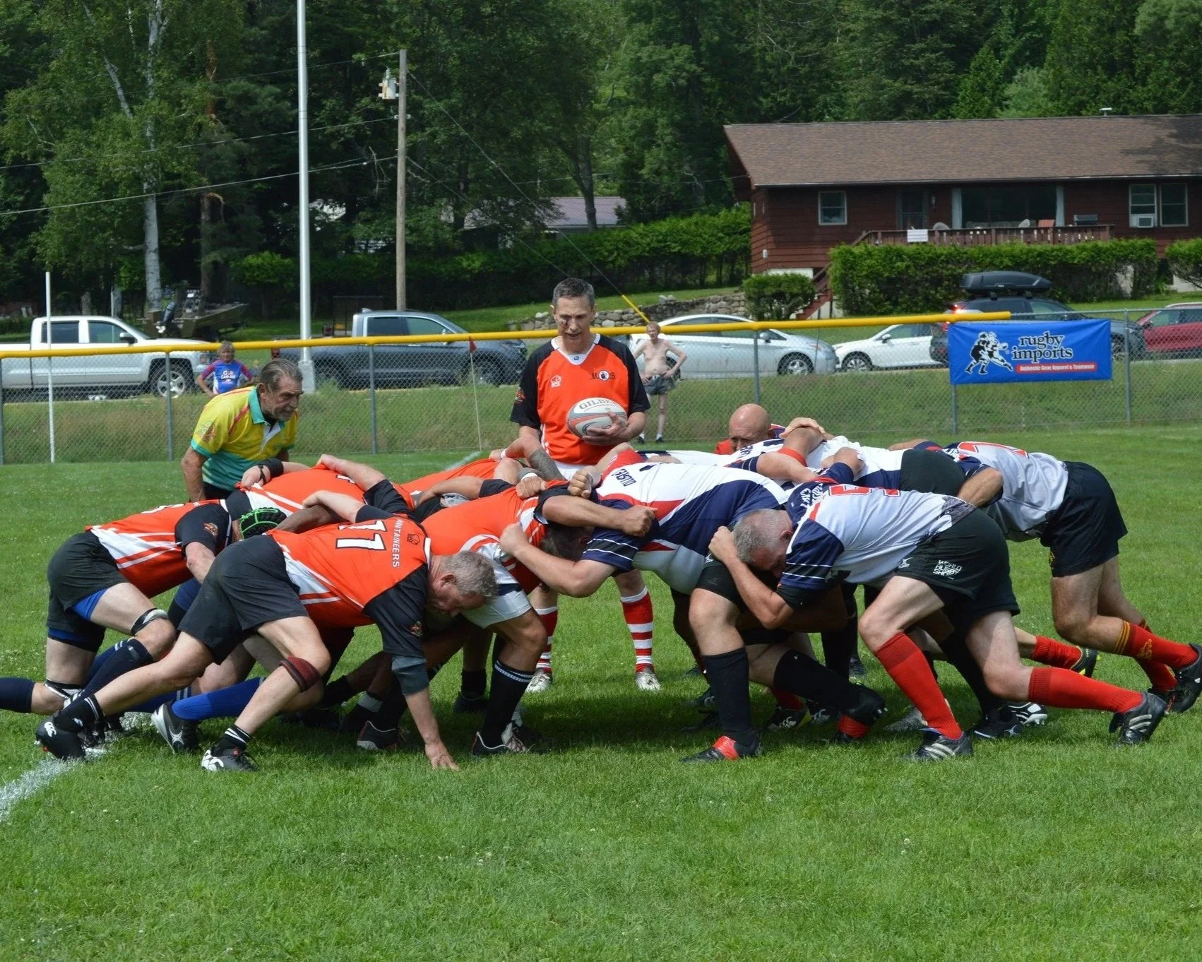 Rugby scrum in Saranac Lake.