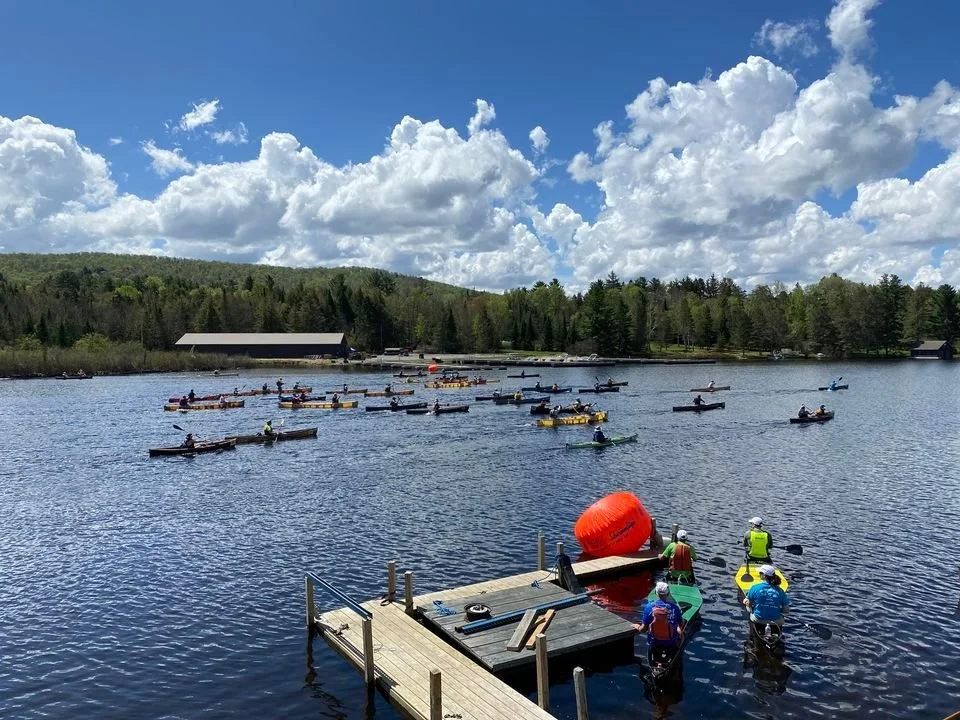 Paddlers competing on Saranac Lake