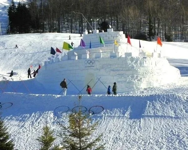 Snow castle at the Old Forge Winter Carnival in the Adirondacks.