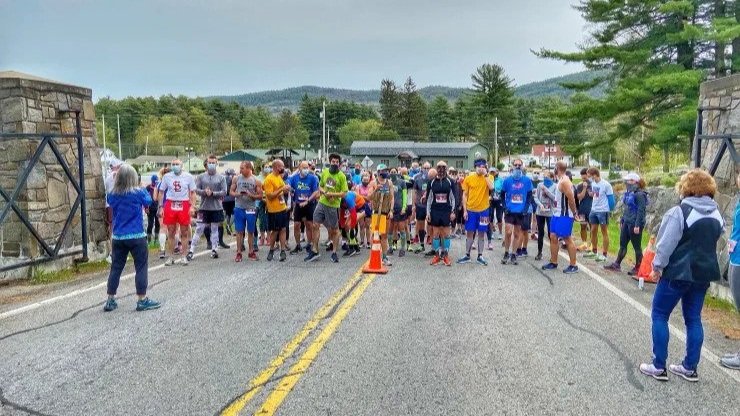 Runners lining up for the Prospect Mountain Road Race in Lake George.