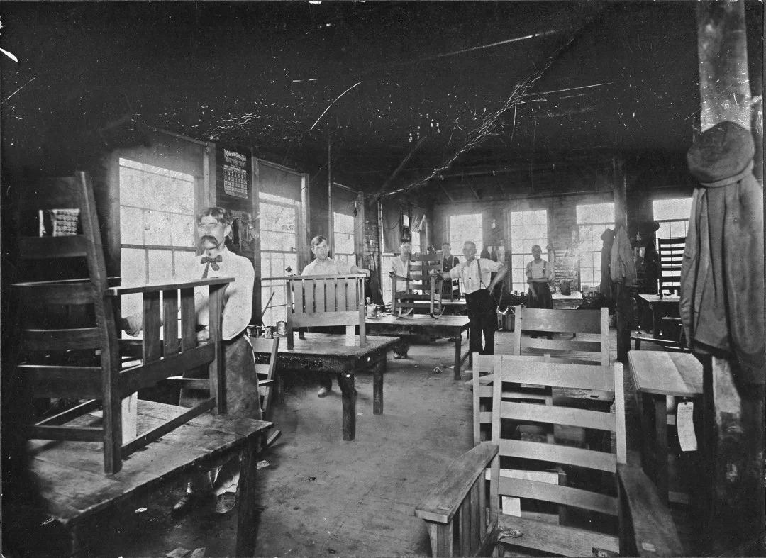 Vintage image of the original Stickley factory.